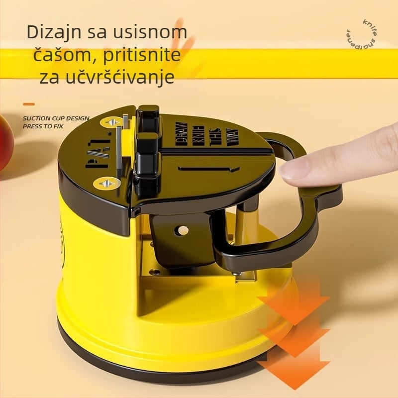 Alat za oštrenje noževa u obliku žute patke, kamen za oštrenje kućanstva, brzo oštrenje noževa, potpuno automatski alat za kuhinjske noževe s vakuumskom čašicom i škare