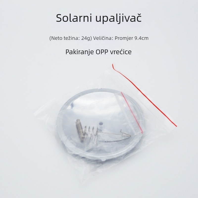 Solarni upaljač za vanjsku upotrebu, planinarenje, kampiranje, preživljavanje u divljini, pohrana, prijenosni solarni štednjak, vatra, upaljač za cigarete