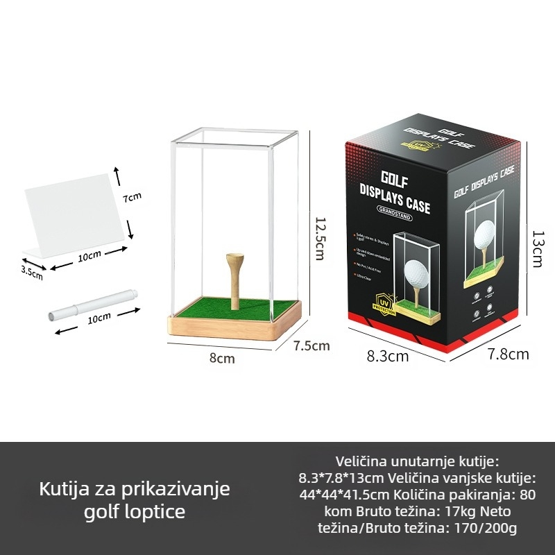 Prekogranična prozirna akrilna kutija za prikaz loptica za golf Napredna kutija za prikaz loptica za golf otporna na prašinu