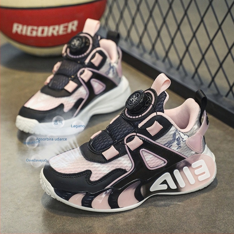 Djevojačke cipele za proljeće i jesen 2024. Nove prozračne mrežaste dječje tenisice s neklizajućim mekim dnom koje apsorbiraju udarce i trče za djevojčice