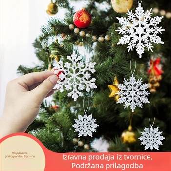 Božićni ukrasi od 36 komada s bljeskalicom za viseće ukrase, ukras za božićno drvce, božićni pribor za prozore i vrata, plastični ukras s pahuljicom