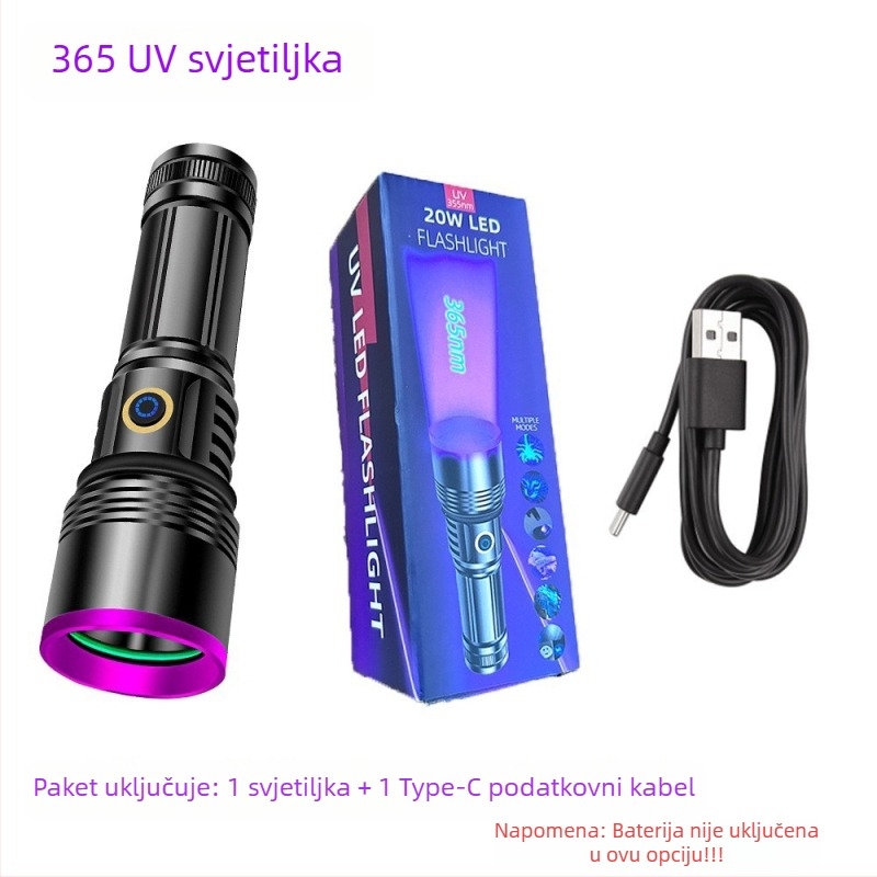 Snažna ljubičasta svjetiljka 20w veleprodaja UV crni zrcalni nakit fluorescencija protiv krivotvorenja detekcija 365nm ljubičasto svjetlo na zalihi