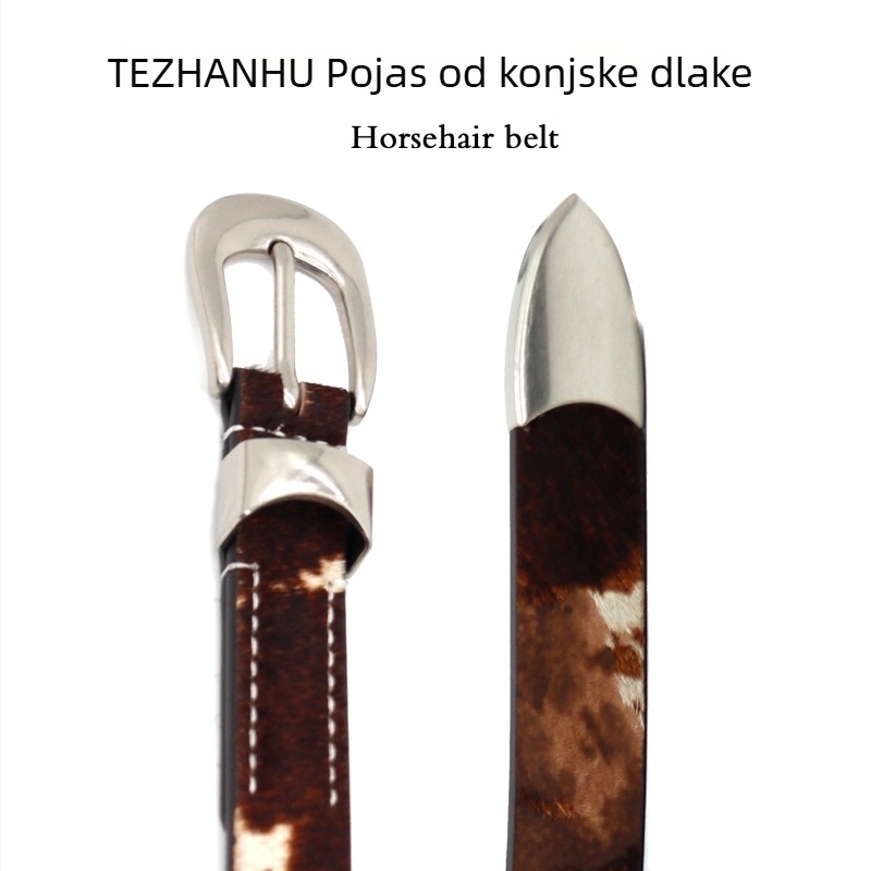 Remen za struk od prave kože s konjskom dlakom, shema boja s printom krave, remen u korejskom stilu, moderan i svestran, retro, unisex ukras