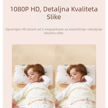 TUYA visokorazlučivi dječji monitor visoke razlučivosti, noćni vid visoke razlučivosti, detekcija temperature i vlažnosti, rotirajući kut gledanja, interfon u stvarnom vremenu