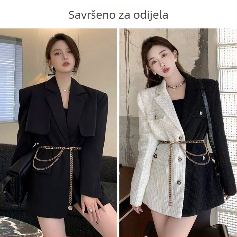 Dodatak za lančić oko struka s vrhunskim osjećajem, novi ženski model iz 2025., ukrasni remen za uparivanje s haljinama, odijelima, puloverima, višeslojni lančić za hlače