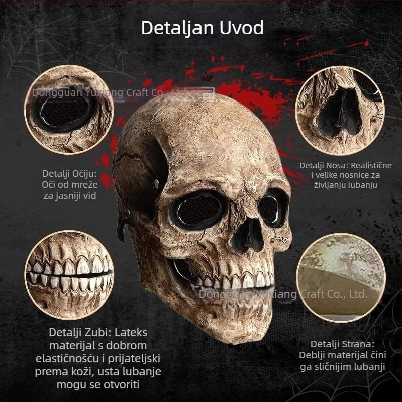 Lubanja Ghost Knight Jack klaun poderana maska Halloween horor usta pokretna pokrivala za glavu tvornička izravna prodaja