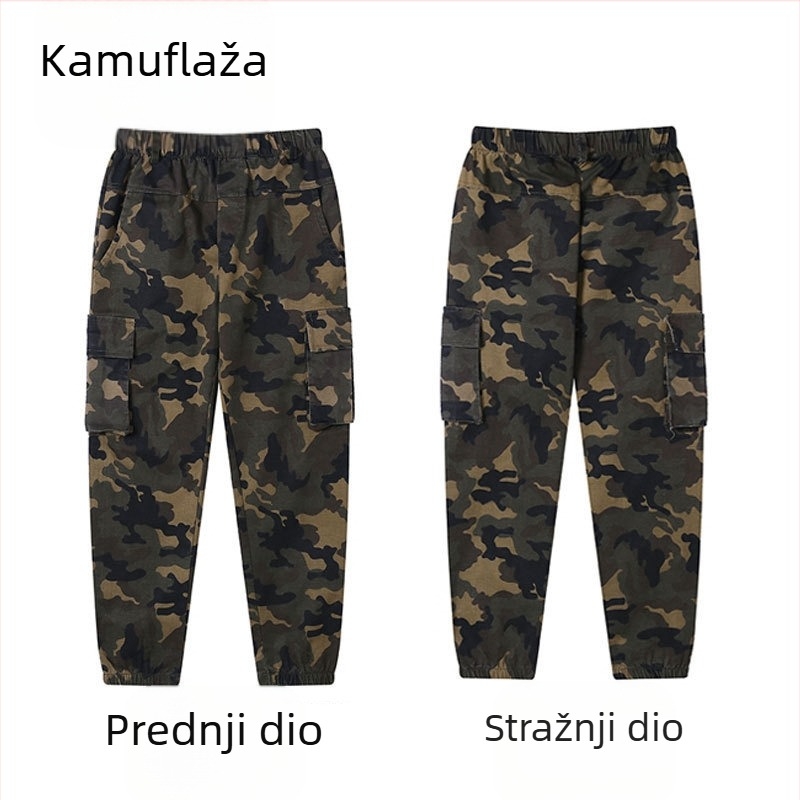 Na zalihi Cross-Border maskirne kargo hlače za djecu, ležerne hlače za jesen, duge hlače za stariju djecu, moderna dječja odjeća