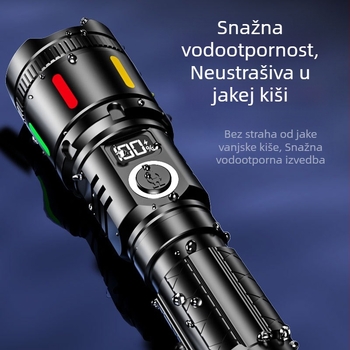 Prekogranična LED laserska prijenosna svjetiljka dugog dometa s digitalnim zaslonom, punjiva svjetiljka za hitne slučajeve, patrolna svjetiljka za sprječavanje poplava, vanjska svjetiljka s jakim svjetlom