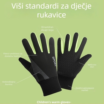 Dječje rukavice za dječake, biciklističke, vjetrootporne, skijaške, za igranje na snijegu, vodootporne, s flis podstavom, neklizajuće, zimske, dječje biciklističke tople rukavice