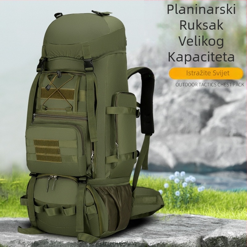 Vanjska planinarska torba, muški ruksak od 90 litara velikog kapaciteta, lagani ruksak za žene, planinarska torba, vodootporna putna torba