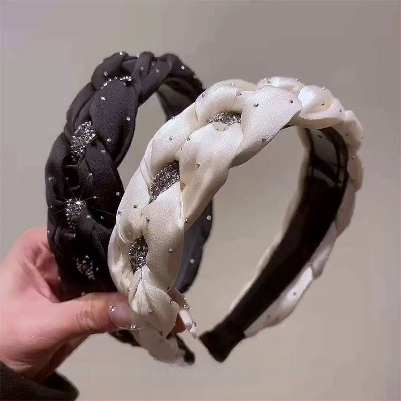 Traka za kosu s visokom krunom za žene, vintage traka za kosu širokog oboda za izlaske, dodatak za kosu za pranje lica s ukrasom od cirkona