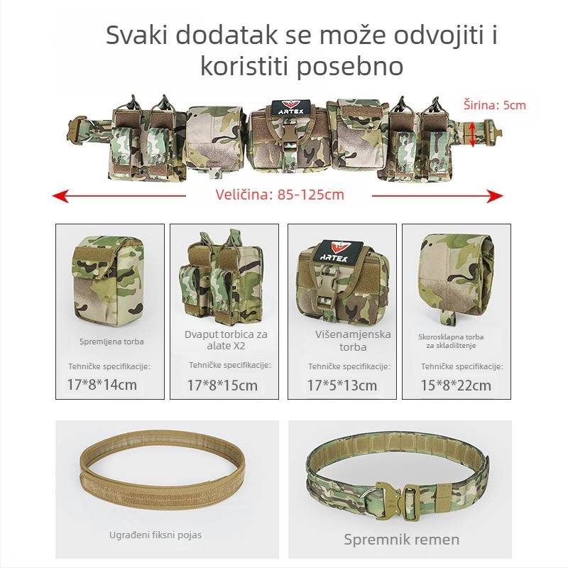 Artexmolle taktički pojas, višenamjenski kombinirani pojas za patrolu, najlonski, odvojivi, podesivi, taktički stil