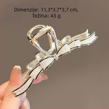 Izvrsna ukosnica za kosu s velikom mašnom i cirkonima u korejskom stilu, kopča za kosu za stražnji dio glave, kopča s motivom morskog psa, ukras za glavu
