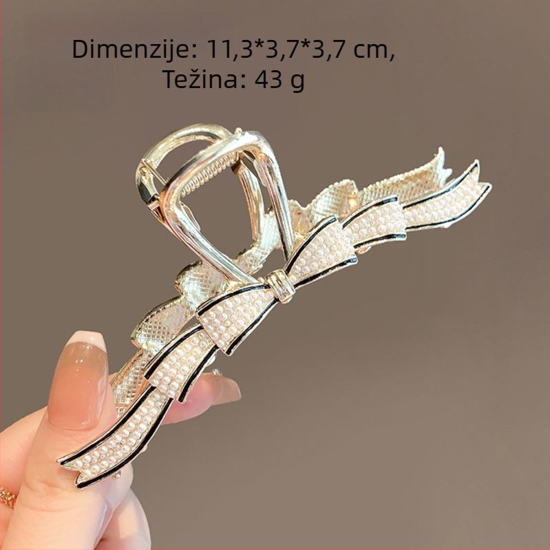 Izvrsna ukosnica za kosu s velikom mašnom i cirkonima u korejskom stilu, kopča za kosu za stražnji dio glave, kopča s motivom morskog psa, ukras za glavu