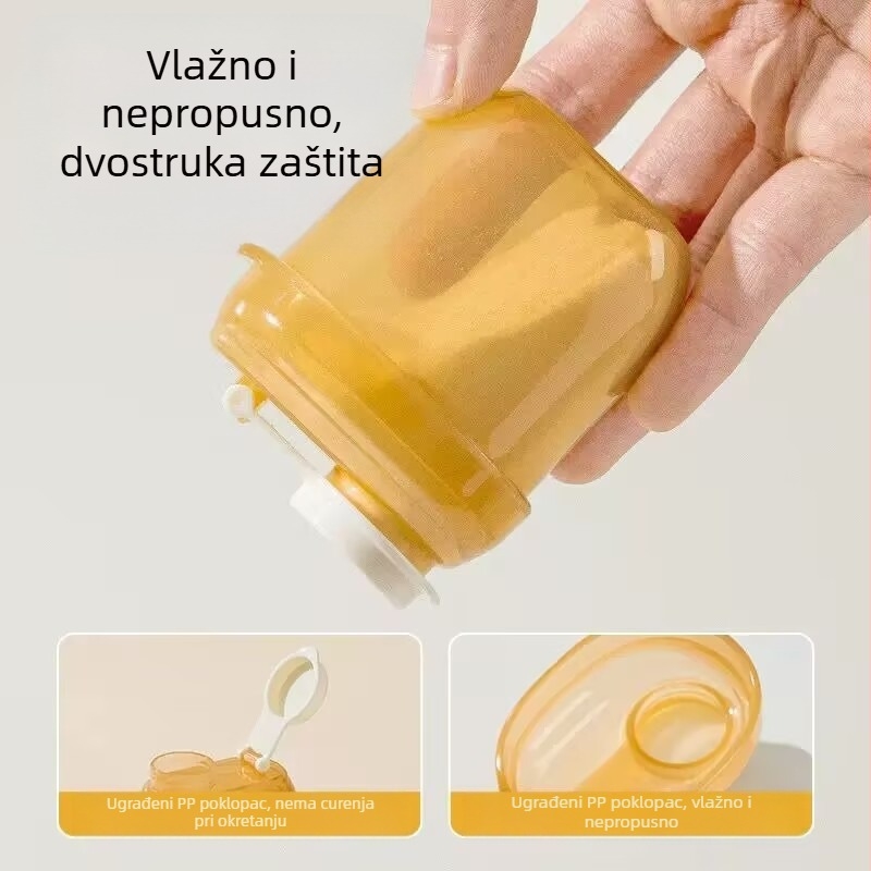 Prijenosna kutija za doziranje mlijeka u prahu za upotrebu u pokretu, posuda za obrok s jednim odjeljkom za pohranu rižinih žitarica za bebe