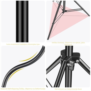 Vanjski stalak za kampiranje od aluminijske legure, sklopivi, podesivi, prijenosni, vješalica za kampersku lampu, mobilni nosač za kampiranje