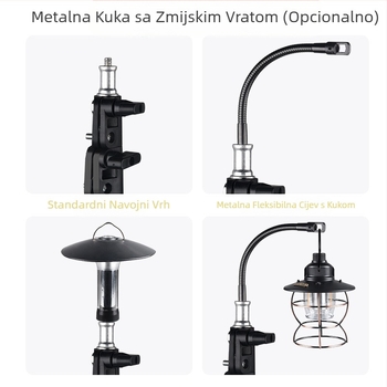Vanjski stalak za kampiranje od aluminijske legure, sklopivi, podesivi, prijenosni, vješalica za kampersku lampu, mobilni nosač za kampiranje