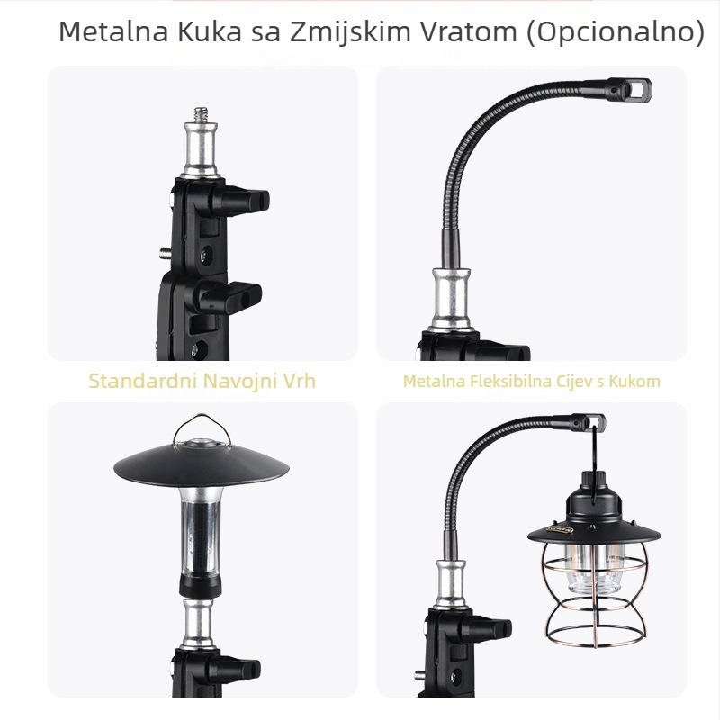 Vanjski stalak za kampiranje od aluminijske legure, sklopivi, podesivi, prijenosni, vješalica za kampersku lampu, mobilni nosač za kampiranje