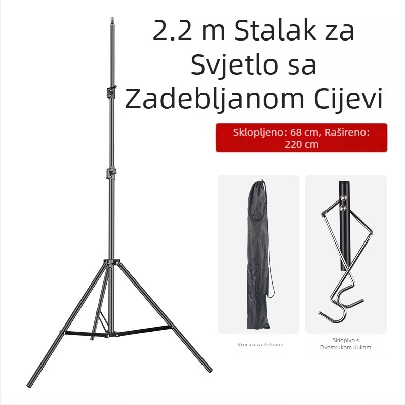 Vanjski stalak za kampiranje od aluminijske legure, sklopivi, podesivi, prijenosni, vješalica za kampersku lampu, mobilni nosač za kampiranje