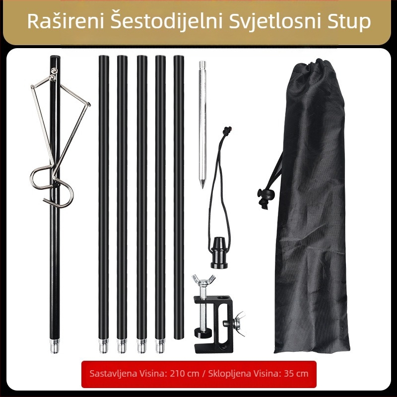 Vanjski stalak za kampiranje od aluminijske legure, sklopivi, podesivi, prijenosni, vješalica za kampersku lampu, mobilni nosač za kampiranje