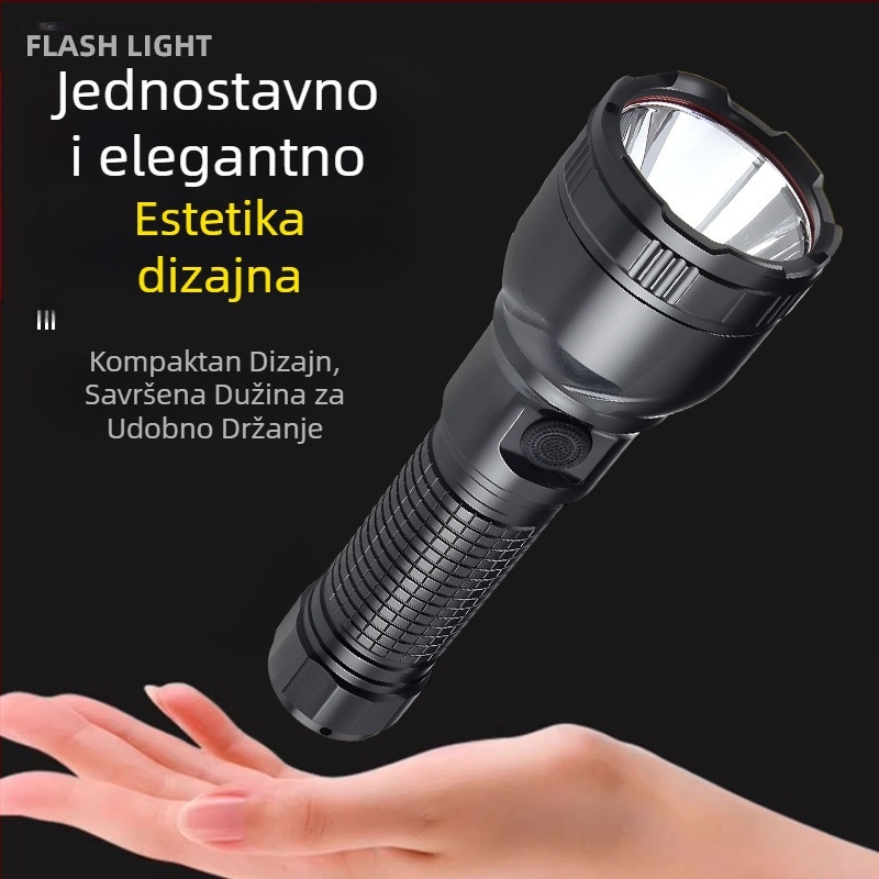 Snažna svjetiljka, LED ultra svijetla, dugog dometa, velike snage, ultra dugog vijeka trajanja baterije, punjiva, vanjska, planinarska, svjetiljka za hitne slučajeve