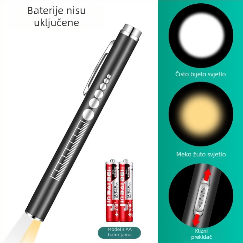 Punjiva dvostruka svjetlosna olovka za zenice žuto svjetlo bijelo svjetlo medicinska svjetiljka za oralni pregled od nehrđajućeg čelika jutarnja svjetiljka za pregled