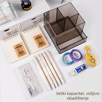 Višenamjenski akrilni stolni držač za olovke velikog kapaciteta, držač za mobitel za studentski ured, pohrana pribora, kreativna pohrana
