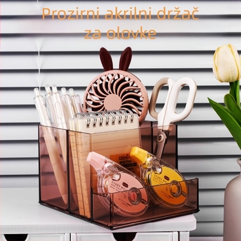 Višenamjenski akrilni stolni držač za olovke velikog kapaciteta, držač za mobitel za studentski ured, pohrana pribora, kreativna pohrana