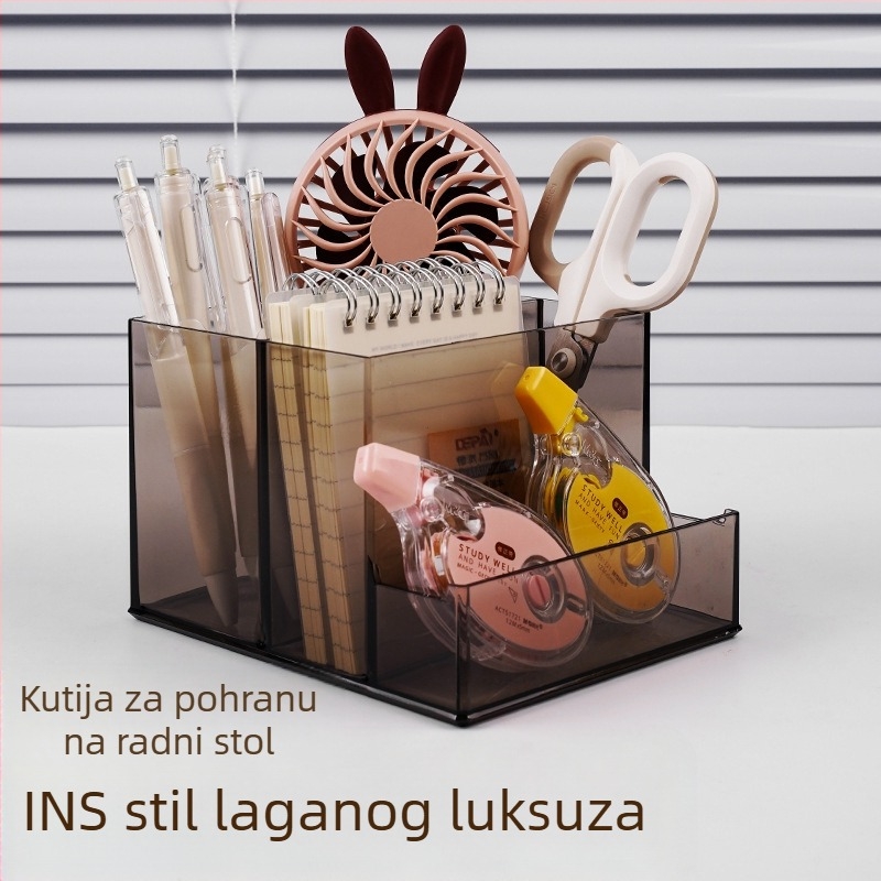 Višenamjenski akrilni stolni držač za olovke velikog kapaciteta, držač za mobitel za studentski ured, pohrana pribora, kreativna pohrana