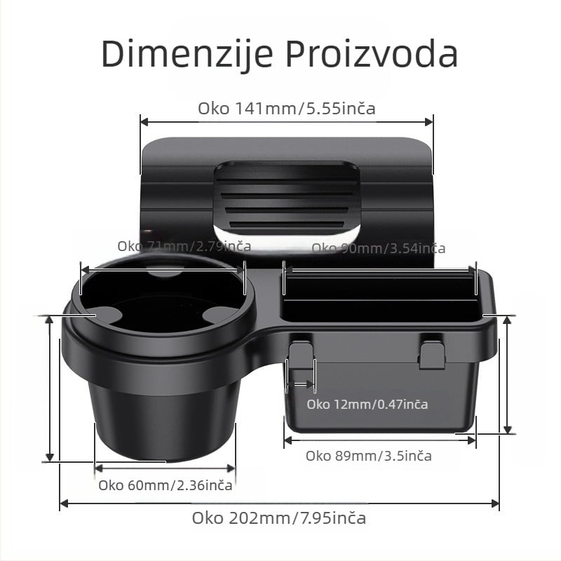 Višenamjenska kutija za pohranu mobitela u automobilu, držač za ključeve od automobila, držač za čaše za vodu, stalak za pohranu na prozoru automobila