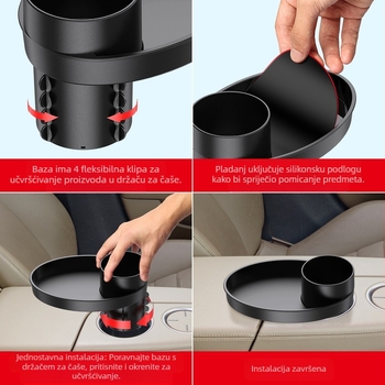 Višenamjenski držač za čaše za vodu u automobilu, dvoslojni stalak za pohranu u automobilu, držač za čaše, držač za boce s vodom, držač za piće