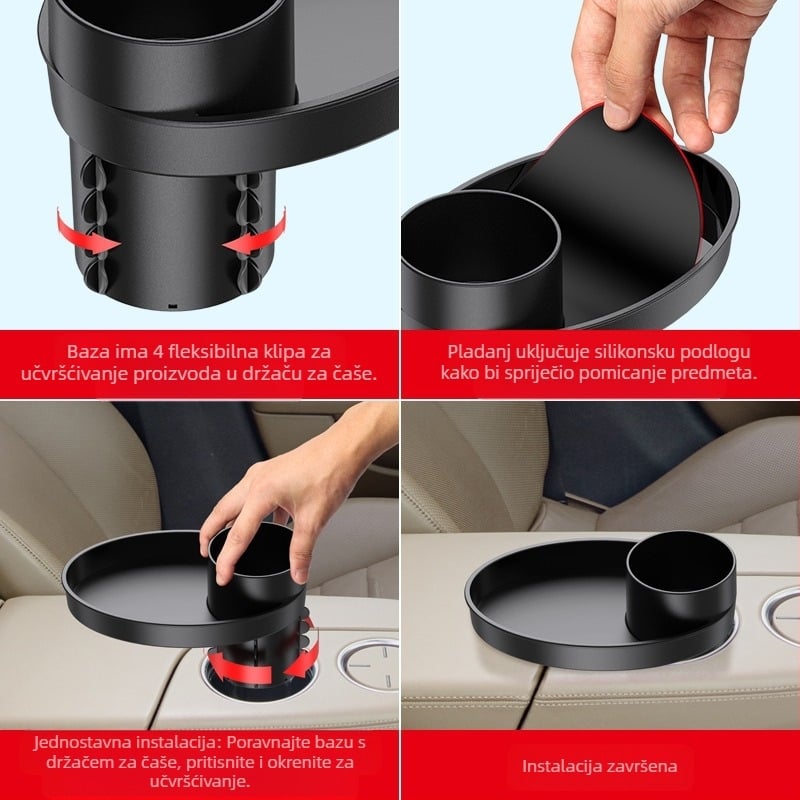 Višenamjenski držač za čaše za vodu u automobilu, dvoslojni stalak za pohranu u automobilu, držač za čaše, držač za boce s vodom, držač za piće
