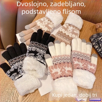 Zimske zadebljane dvostruke rukavice za jahanje s flis podstavom, vunene rukavice veleprodaja rukavica tople hladne tople rukavice s flis podstavom