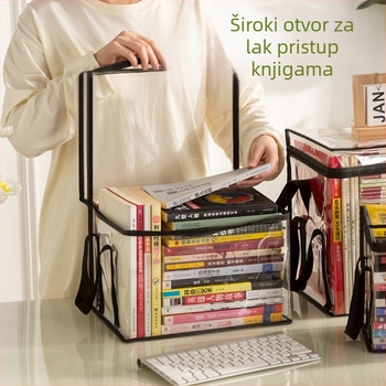 Torba za pohranu studentskih knjiga, prozirna, otporna na prašinu, vodootporna kutija za pohranu, sklopiva prijenosna kutija za pohranu knjiga, školskog pribora