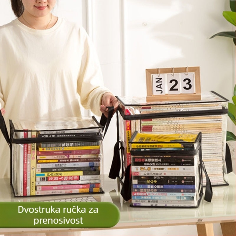 Torba za pohranu studentskih knjiga, prozirna, otporna na prašinu, vodootporna kutija za pohranu, sklopiva prijenosna kutija za pohranu knjiga, školskog pribora