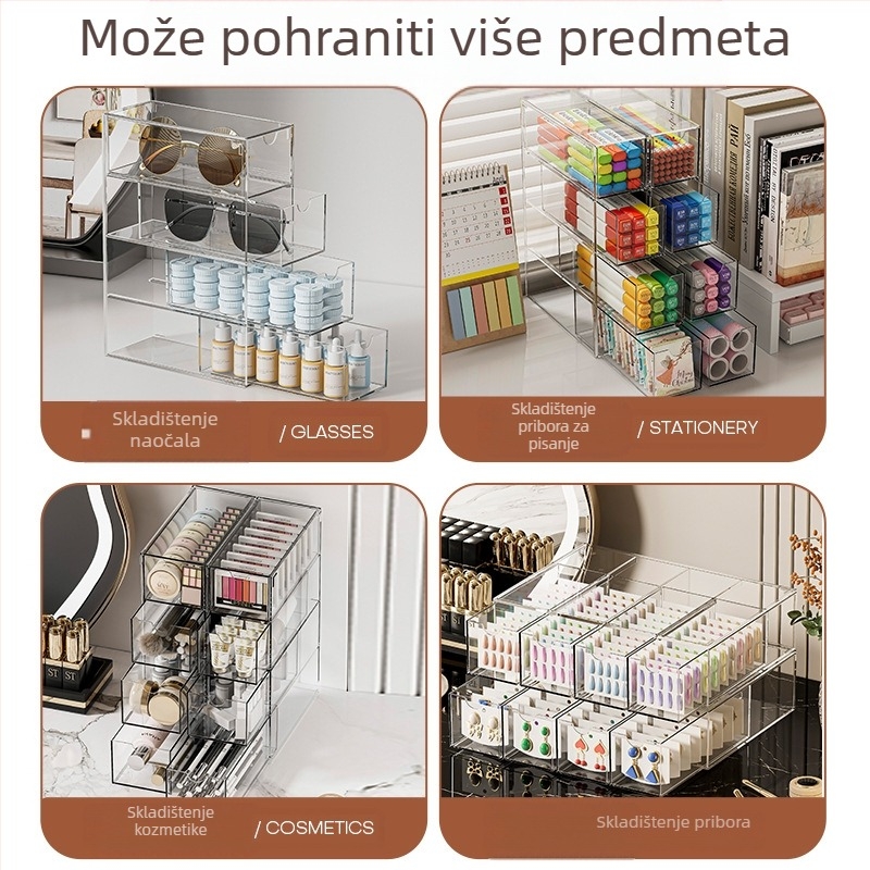 Z1032 Kutija za pohranu naočala preko granica, akrilna višeslojna stolna ladica za sunčane naočale, ormarić za pohranu otporan na prašinu