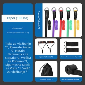 TEP11-dijelni set za užad za povlačenje, elastični višenamjenski pojas za povlačenje, odijelo za fitness, uže za povlačenje, uže za trening za muškarce i žene