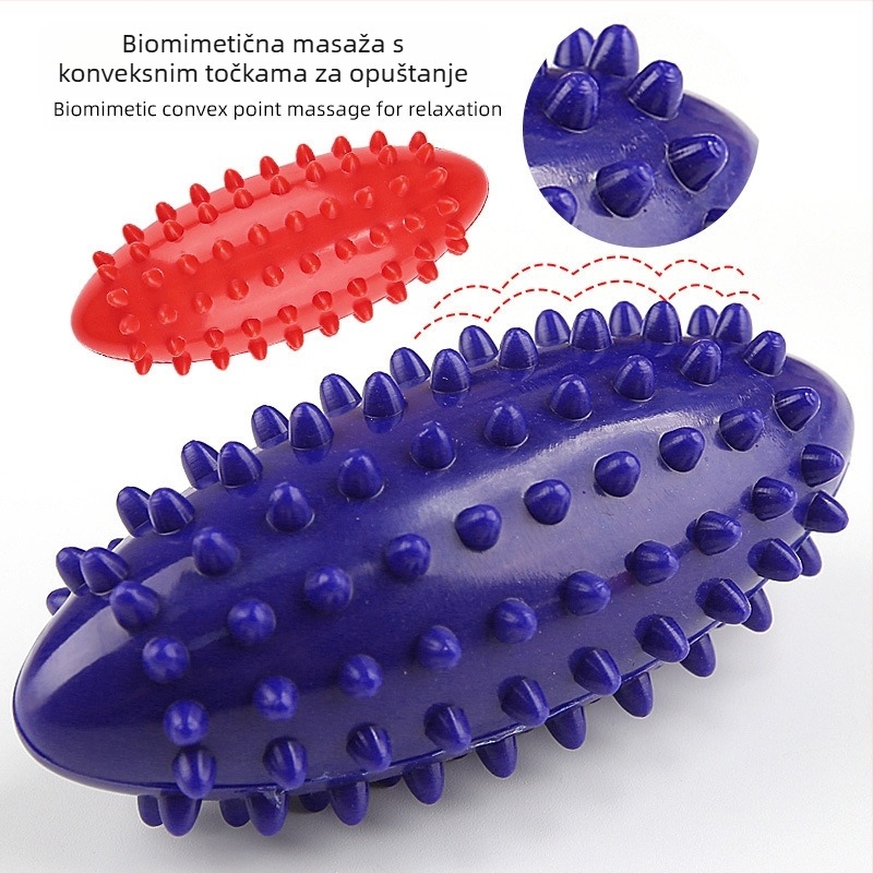 Sportska joga, fitness, masažna loptica s morskim krastavcem, ruka, stopalo, donji dio stopala, pritisak na akupunkturne točke, opuštanje fascije, jež, tvrda loptica za ruke