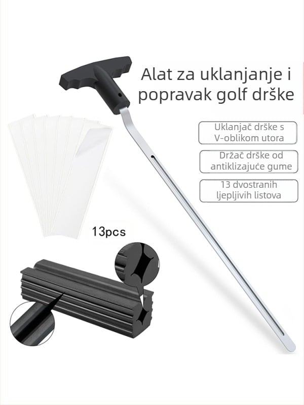 Alat za zamjenu golf gripa, trodijelni alat za skidanje, 13-dijelna dvostrana traka, gumena stezaljka, pribor za golf