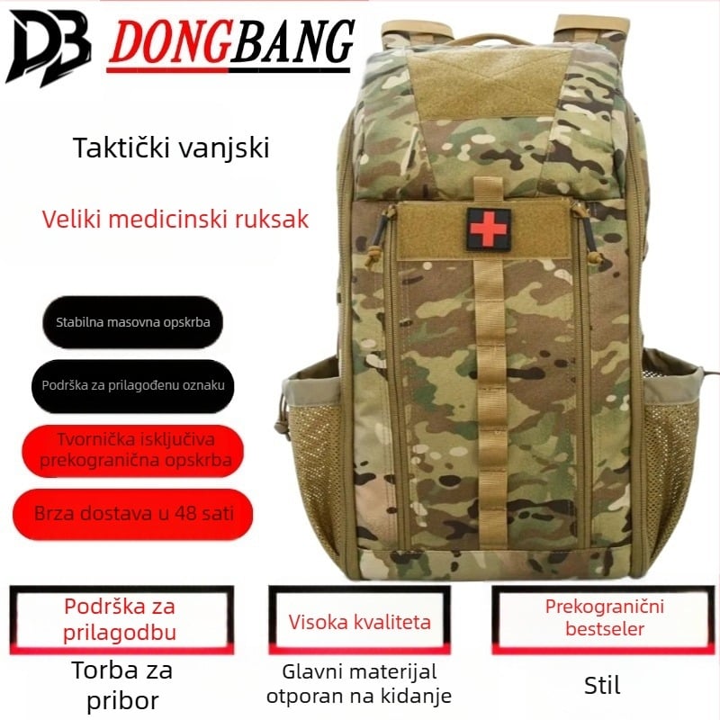 Taktički ruksak za kampiranje na otvorenom, planinarenje, medicinski ruksak velikog kapaciteta, sportski ruksak, torba za hitne slučajeve, višenamjenska torba za pohranu