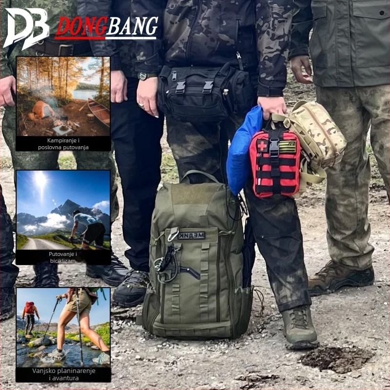 Taktički ruksak za kampiranje na otvorenom, planinarenje, medicinski ruksak velikog kapaciteta, sportski ruksak, torba za hitne slučajeve, višenamjenska torba za pohranu