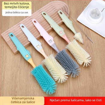 Četka za bočice, trodijelna silikonska četka za čišćenje dječjih proizvoda, rotirajuća usisna četka, odijelo za četku za bradavice, četka za čašice