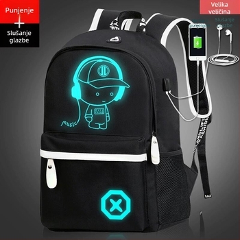 Veleprodaja Oxford platnenog ruksaka za učenike srednjih škola za muškarce u korejskom stilu, svjetlećeg reflektirajućeg školskog ruksaka s držačem za slušalice i USB ruksaka