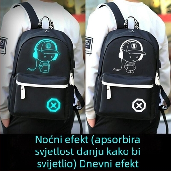 Veleprodaja Oxford platnenog ruksaka za učenike srednjih škola za muškarce u korejskom stilu, svjetlećeg reflektirajućeg školskog ruksaka s držačem za slušalice i USB ruksaka