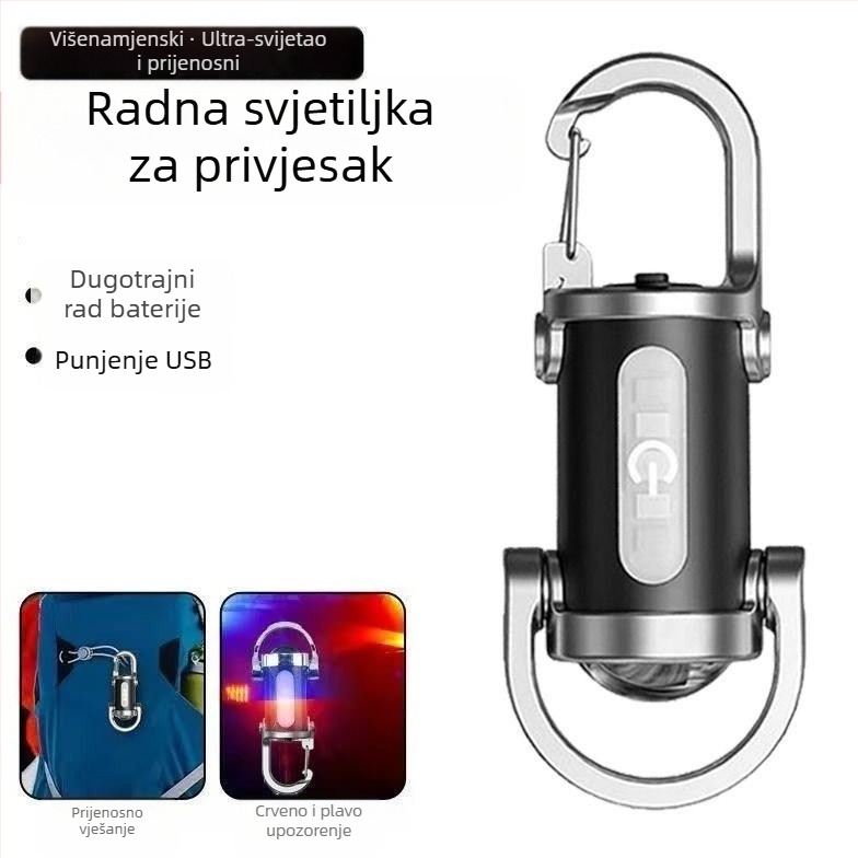 mini džep s kukom za ključeve, svjetiljka za vanjsku upotrebu, jarko svjetlo, poli-poplavna LED svjetiljka