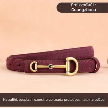 Novi kožni remen iz 2024., jednostavan ležeran, tanki remen s kopčom u obliku potkove, Joker remen iz tvornice na zalihi