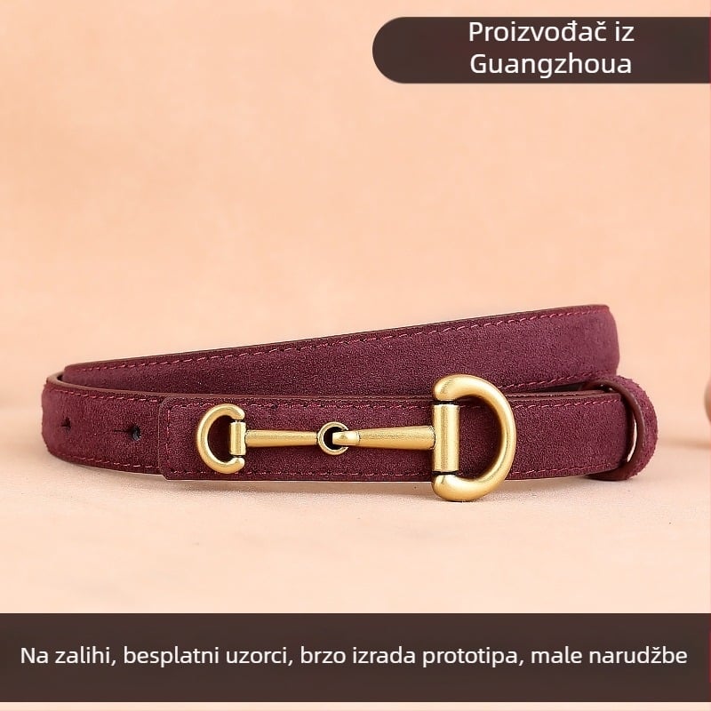 Novi kožni remen iz 2024., jednostavan ležeran, tanki remen s kopčom u obliku potkove, Joker remen iz tvornice na zalihi