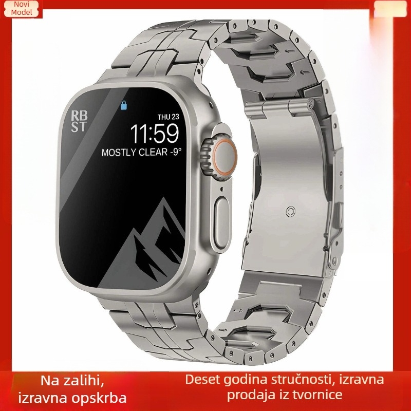 Čisti titanijski metalni Iron Man remen za Apple Watch 9 i Apple Watch Ultra narukvicu S9 Ultras 8