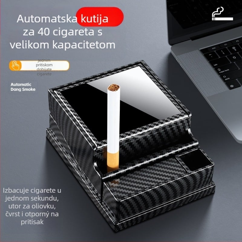 HB316 Stolna automatska kutija za dim, automatska kutija za izbacivanje dima, muški moderni pribor za pušenje, imitacija drva, plastična kutija za dim, super velikog kapaciteta