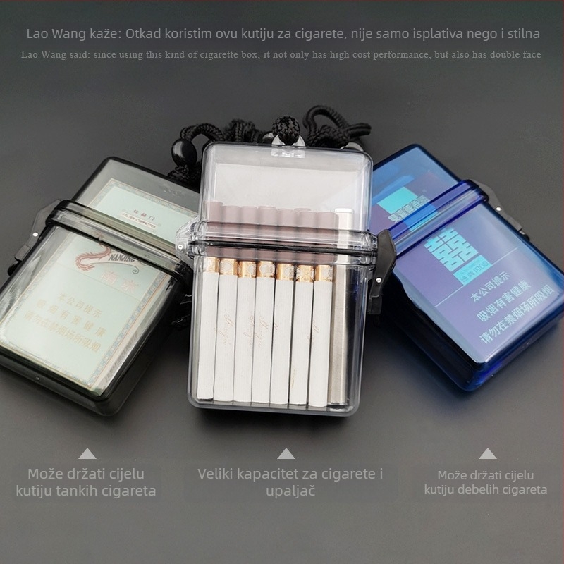 Veleprodaja hip-hop prozirne kutije za cigarete, plastične kutije za cigarete s visećim vratom za plažu, akrilne kutije za pohranu, popularne vodootporne kutije za cigarete